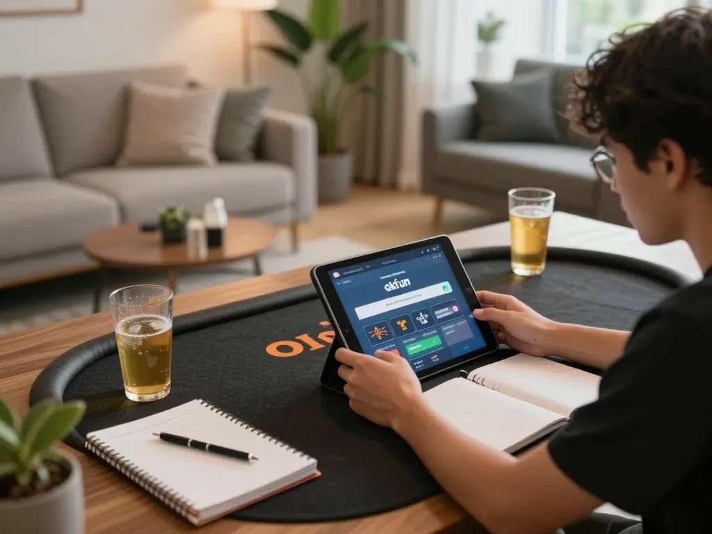 Engaging in okfun đăng nhập for an immersive online gaming experience in a cozy home setup