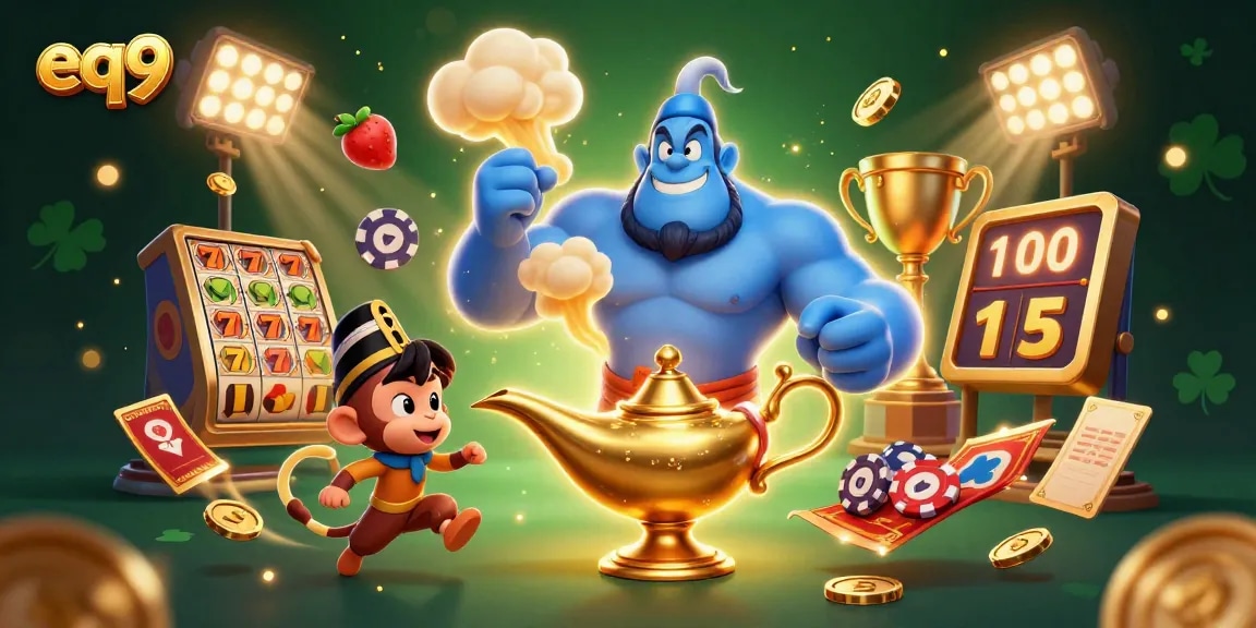 Experience the exciting world of eq9 with a magical casino scene featuring vibrant characters and gaming elements.