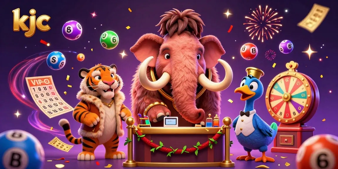 Experience dynamic gaming scenarios with kjc, featuring vibrant lottery elements and energetic characters in a casino atmosphere.