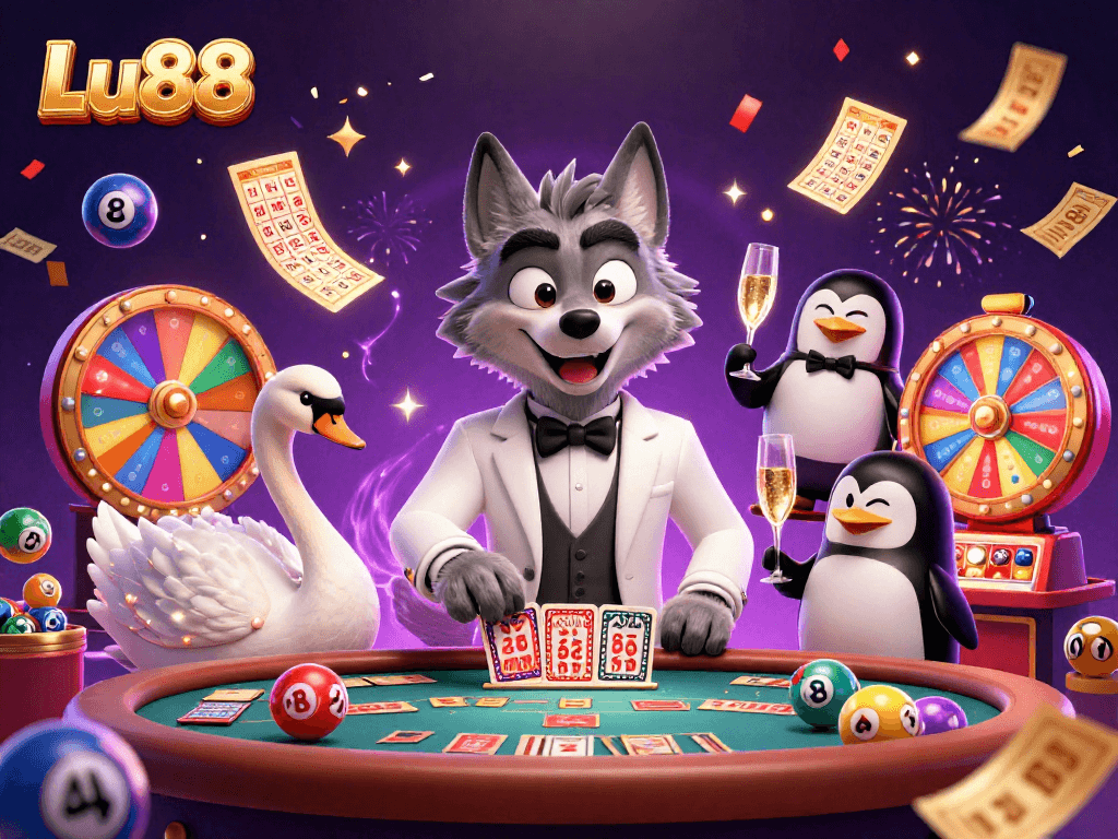 Engage with Lu88's vibrant winning experience featuring lively characters at a baccarat table.
