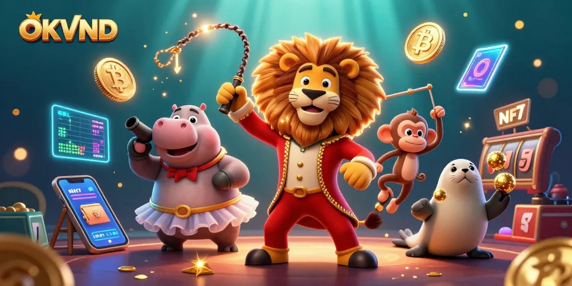 Engage with OKVND's thrilling gambling experience through an immersive casino-themed illustration.