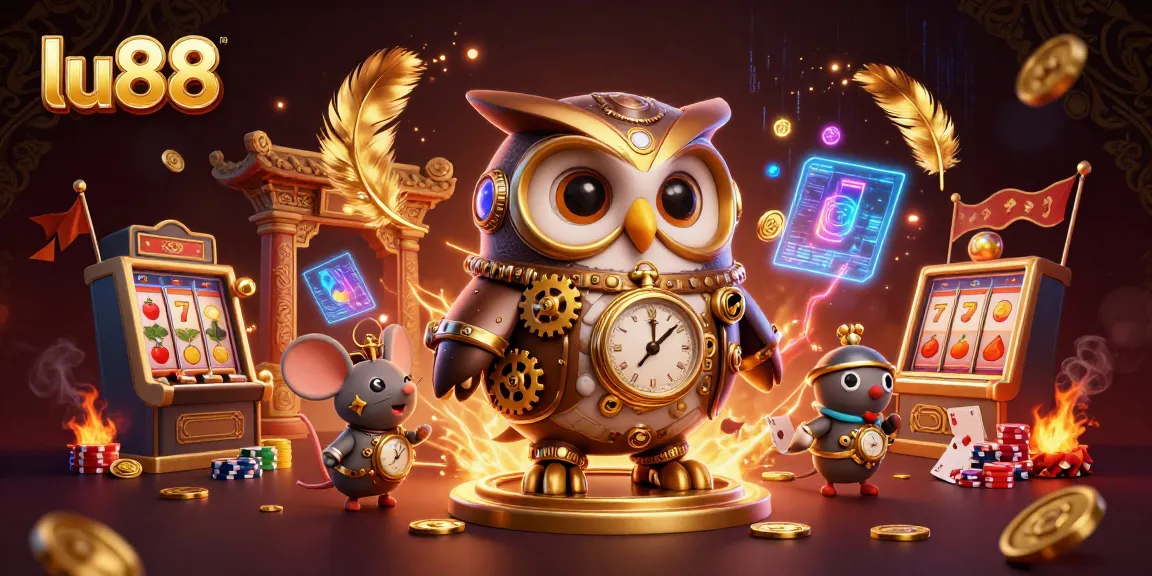 Experience thrilling slots and poker action with lu88 in a vibrant 3D casino scene.