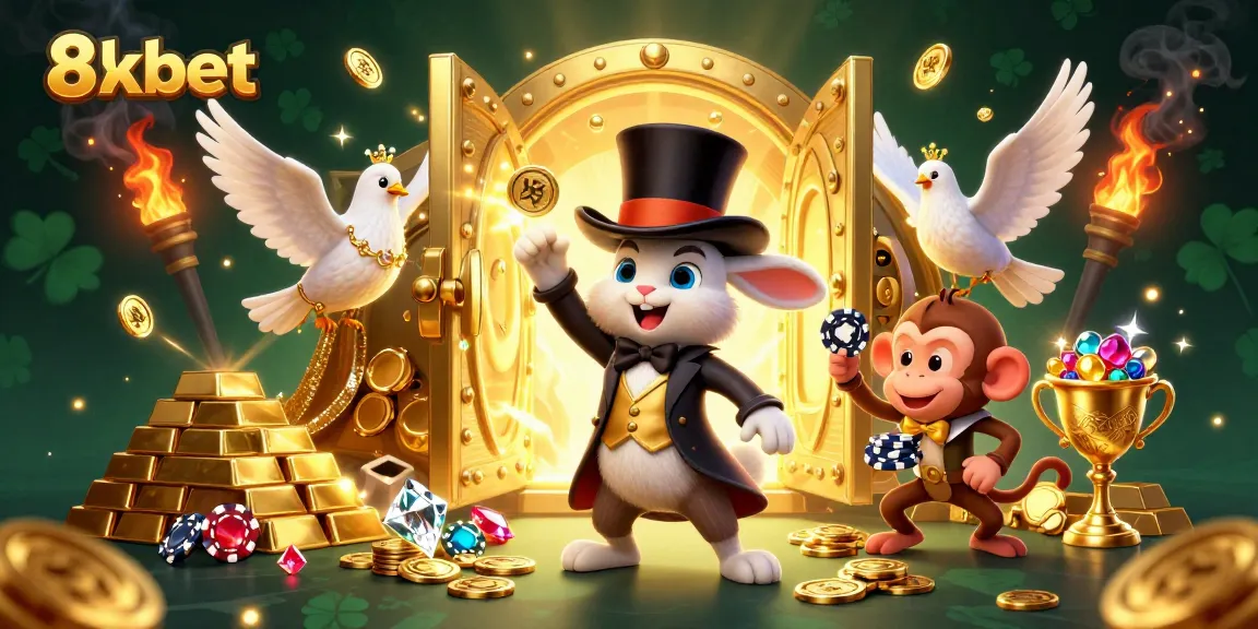 Win big at 8xbet with golden coins, poker chips, and vibrant casino magic.