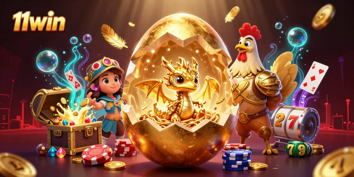 Experience the excitement of 11win with a golden dragon and stunning casino symbols!