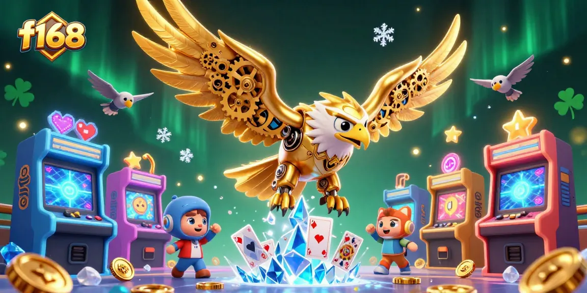 Experience thrilling play at f168 with our dynamic 3D illustration featuring exciting casino elements and characters.