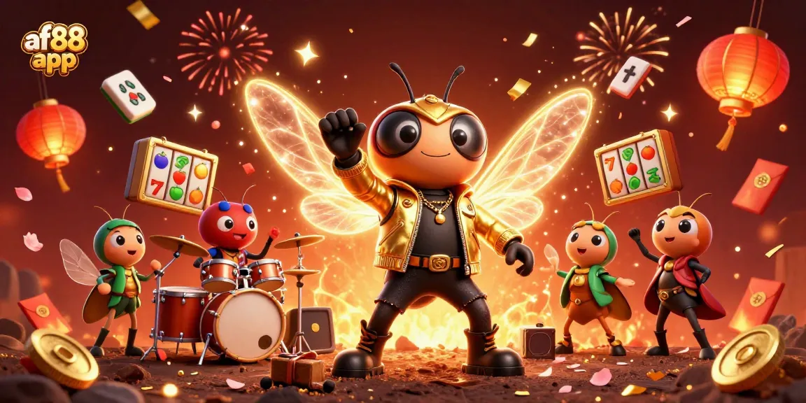 Experience the thrill with the af88 app as vibrant characters celebrate exciting casino wins.