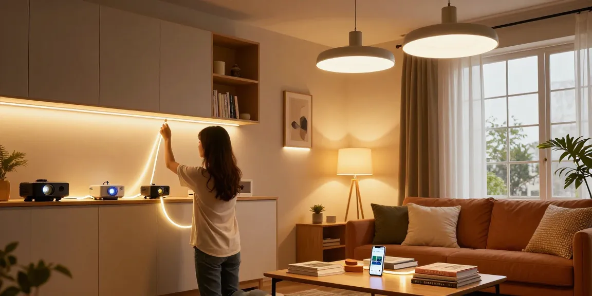 aplica LED în decorul unui living modern, iluminat cu benzi LED