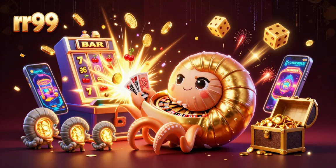 Experience the thrill of rr99 casino gaming with a vibrant 3D illustration of immersive gameplay action.