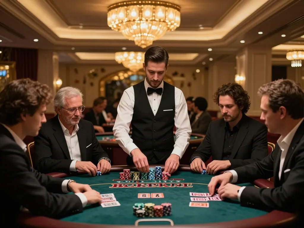 Engaged players at a live gambling table experience with 88vvgo in a sophisticated casino atmosphere.