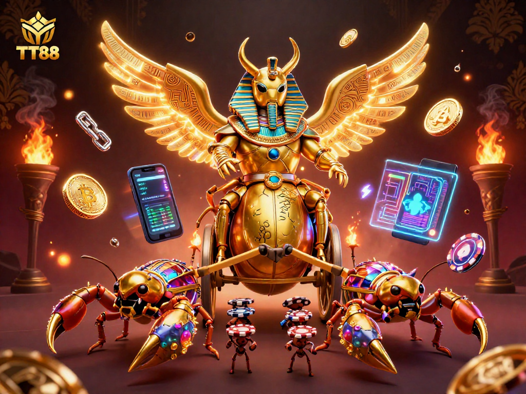 TT88 players enjoying a vibrant online casino atmosphere with crypto elements.