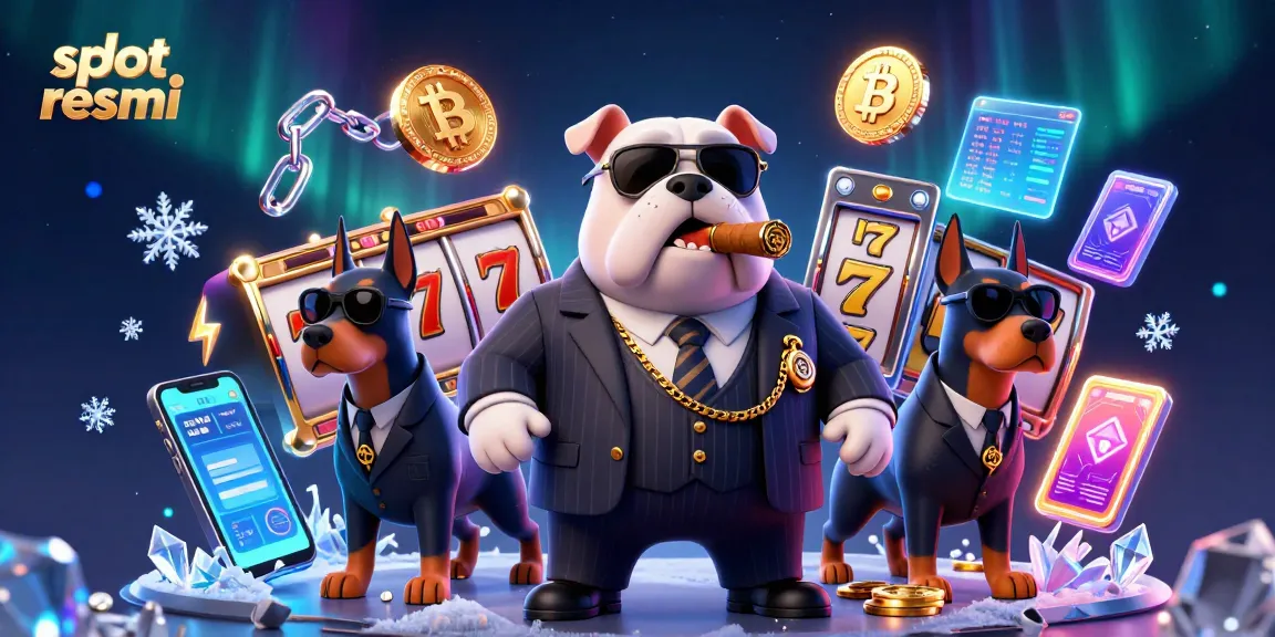Engage with slot resmi excitement as a mafia bulldog leads two Doberman bodyguards in a vibrant casino scene.