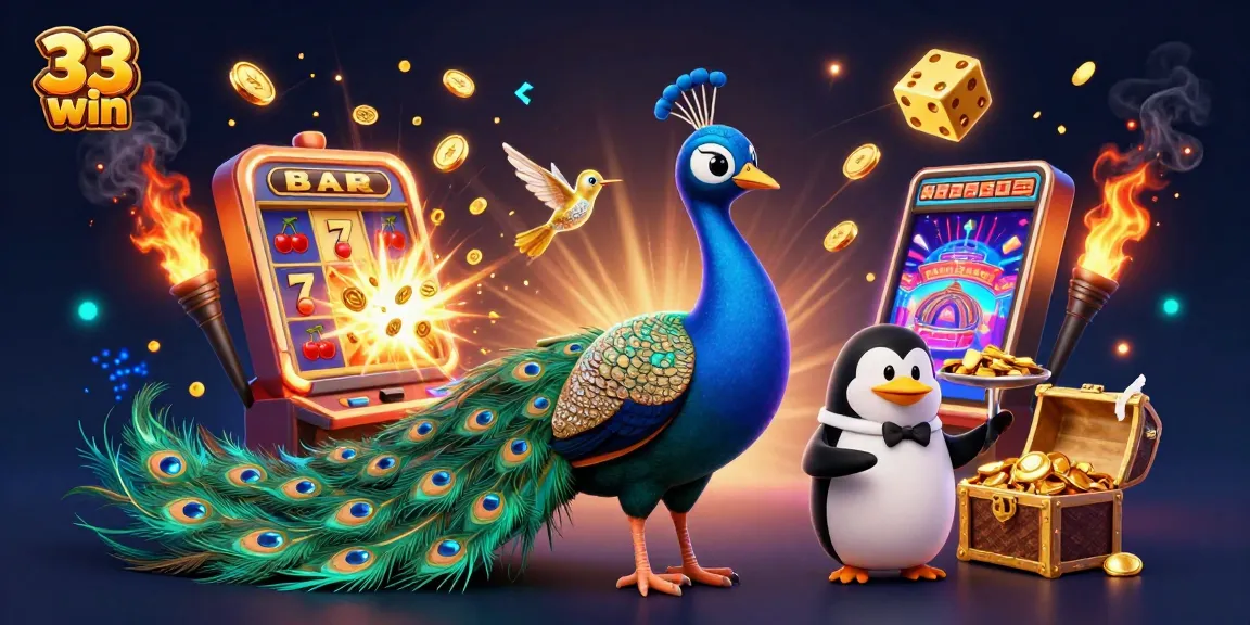 Engage in thrilling gameplay at 33 win as vibrant casino elements surround a glamorous scene.