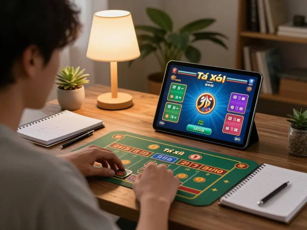 Experience the excitement of game tài xỉu in a cozy home setup with strategic betting.