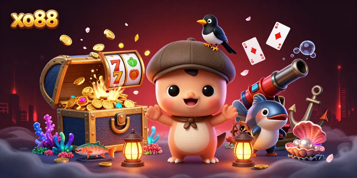 Engage with excitement in the xo88 casino's vibrant underwater world featuring cartoon characters and treasures.