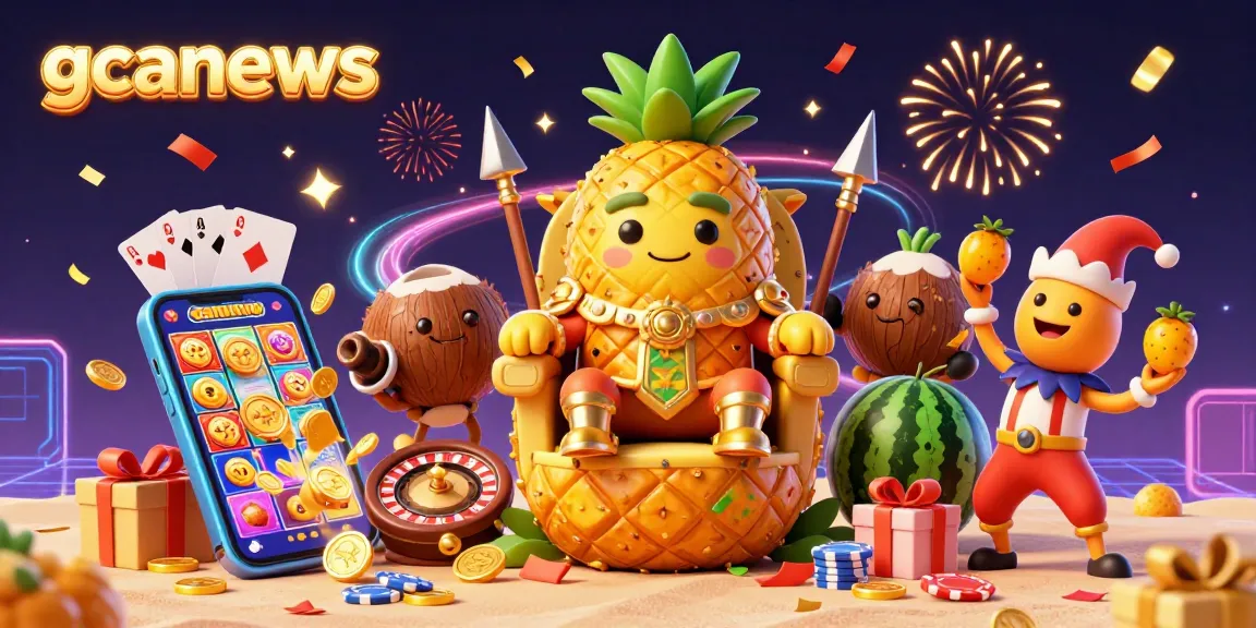 Experience thrilling gaming action with gcanews, featuring dynamic casino characters in a vibrant digital illustration.