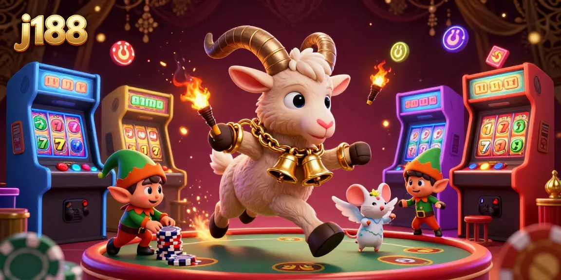 Experience the thrill of j188 with a dynamic casino scene featuring whimsical characters and exciting game elements.