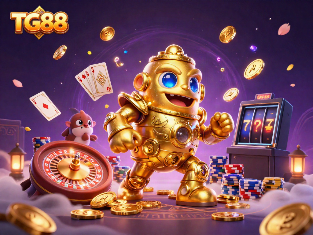 Experience the TG88 online casino with vibrant golden golem and dynamic game elements!