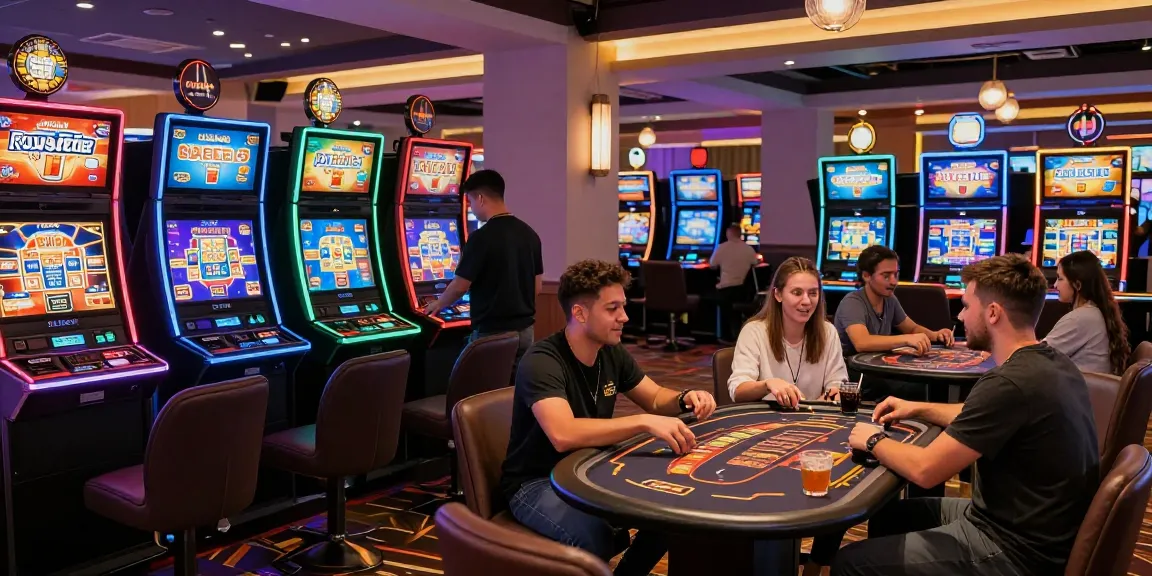 Spannende Spieler in einem Paysafe Card Casino, die lebendige Spiele und Transaktionen genießen.