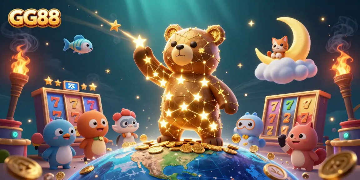 Experience thrilling slots and jackpots at GG88 with a magical casino scene featuring whimsical characters.