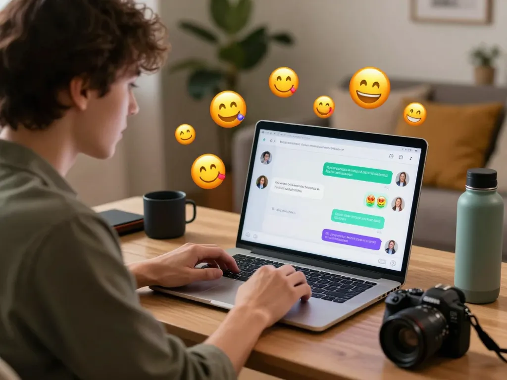 Dynamic porn chat AI conversation with engaging chatbot in a modern home office.