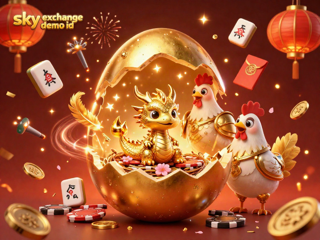 Sky Exchange demo ID scene with a golden dragon and poker chips, featuring vibrant gambling elements.