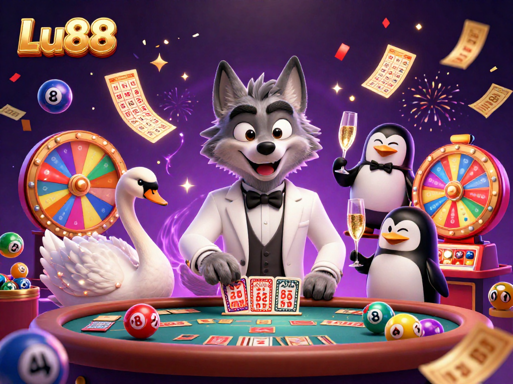 Engage with Lu88's vibrant winning experience featuring lively characters at a baccarat table.