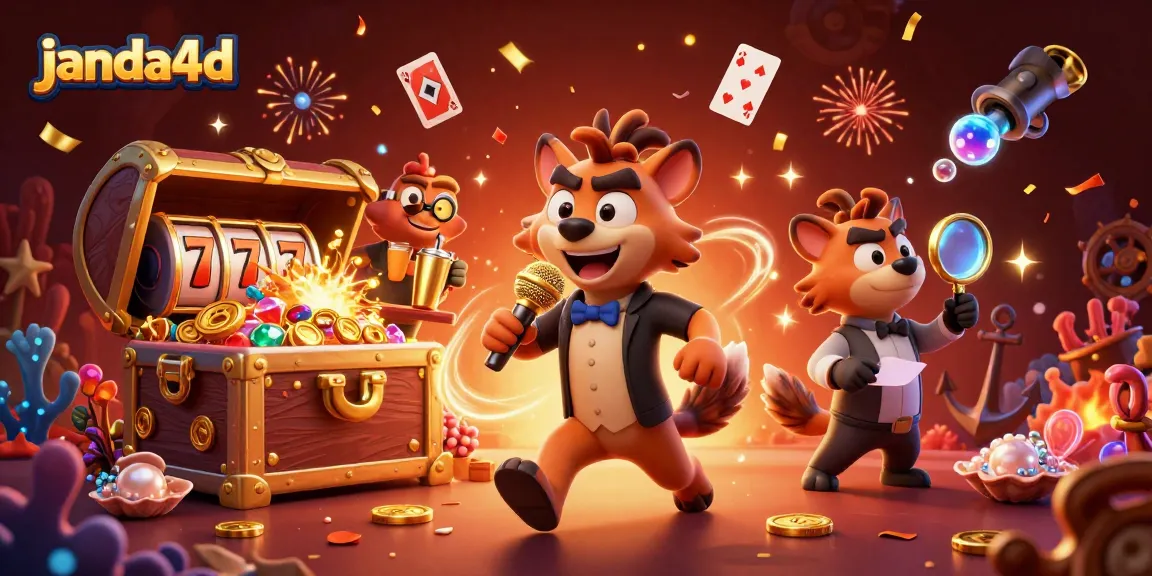 Permainan slot gacor di janda4d yang menyenangkan dengan karakter kasino lucu dan elemen permainan menarik.