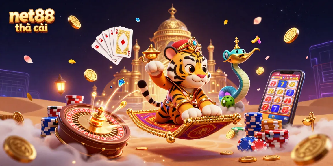 Spin the reels with net88 nhà cái in this vibrant illustration of a casino adventure.
