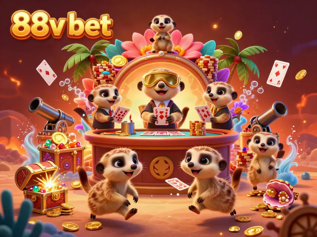 Experience the thrilling atmosphere of 88v bet with meerkats managing an elaborate casino operation full of excitement.