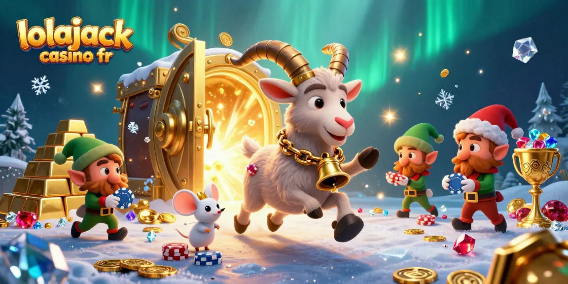 Experience excitement at lolajack casino fr with a dynamic scene featuring playful characters stealing poker chips amidst treasure.